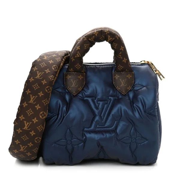 ❌❌LOUIS VUITTON Pillow Speedy Bandouliere 25 Monogram Nylon Metallic Blue bag LV - Picture 1 of 11